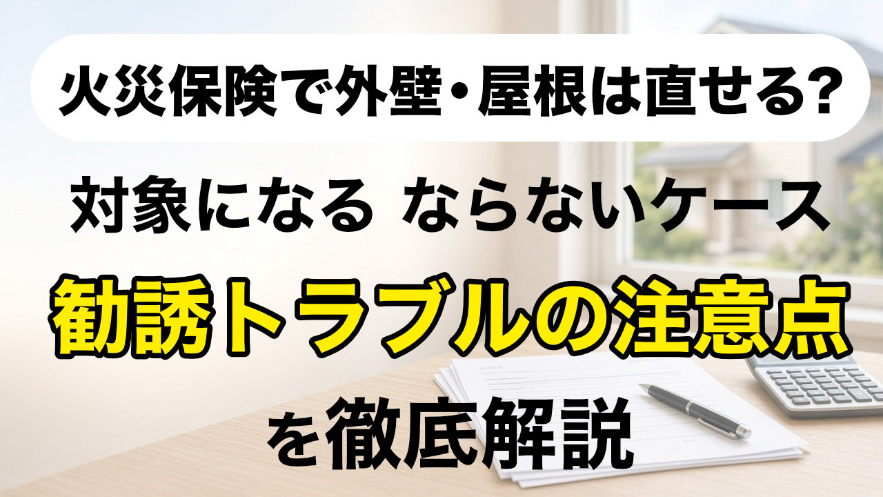 火災保険で外壁・屋根は直せる?対象になる・ならないケース勧誘トラブルの注意点を解説の記事のアイキャッチ